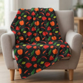 Spicy Peppers Pattern Throw Blanket Fleecedecke