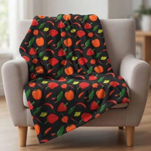 Spicy Peppers Pattern Throw Blanket Fleecedecke