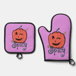 Spicy Pumpkin Spice Ofenhandschuh & Topflappen-Set