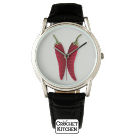 Spicy Red Minimal Crochet Jalapeno Strick Handwerk Armbanduhr