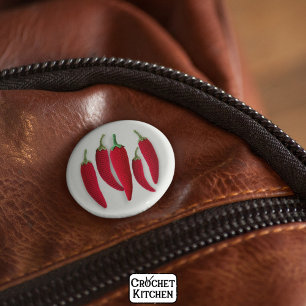 Spicy Red Minimal Crochet Jalapeno Strick Handwerk Button