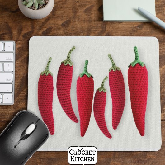 Spicy Red Minimal Crochet Jalapeno Strick Handwerk Mousepad