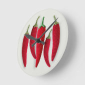 Spicy Red Minimal Crochet Jalapeno Strick Handwerk Runde Wanduhr (Winkel)