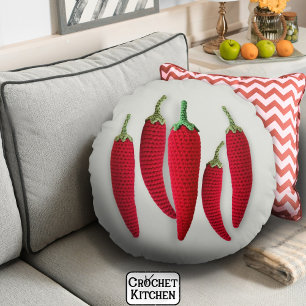 Spicy Red Minimal Crochet Jalapeno Strick Handwerk Rundes Kissen