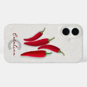 Spicy Red Modern Minimal Crochet Jalapeno Name Case-Mate iPhone Hülle (Rückseite (Horizontal))