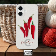 Spicy Red Modern Minimal Crochet Jalapeno Name