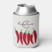 Spicy Red Modern Minimal Crochet Jalapeno Name Dosenkühler (Kanne Vorderseite)