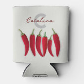 Spicy Red Modern Minimal Crochet Jalapeno Name Dosenkühler (Vorderseite)