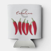 Spicy Red Modern Minimal Crochet Jalapeno Name Dosenkühler (Rückseite)