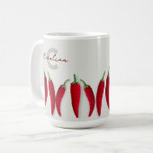 Spicy Red Modern Minimal Crochet Jalapeno Name Kaffeetasse (Vorderseite Links)