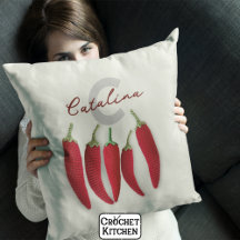 Spicy Red Modern Minimal Crochet Jalapeno Name