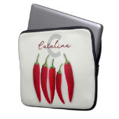 Spicy Red Modern Minimal Crochet Jalapeno Name Laptopschutzhülle (Vorderseite Links)