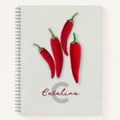 Spicy Red Modern Minimal Crochet Jalapeno Name Notizblock (Vorderseite)