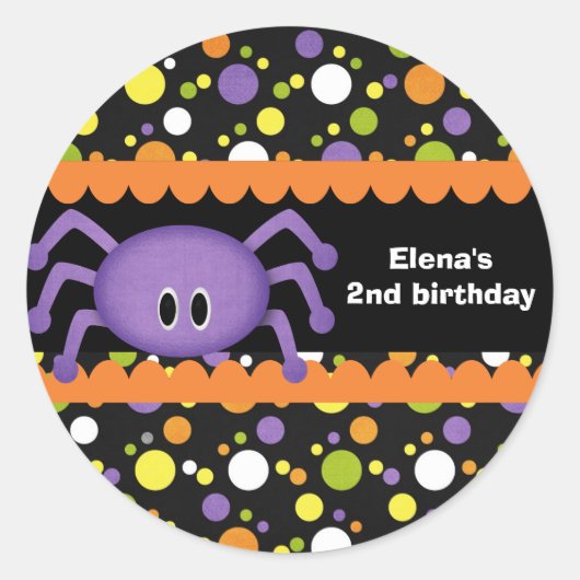Spider Birthday Halloween Runder Aufkleber (Vorderseite)