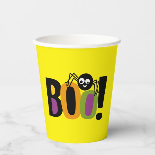 Spider BOO Halloween Pappbecher (Vorderseite)