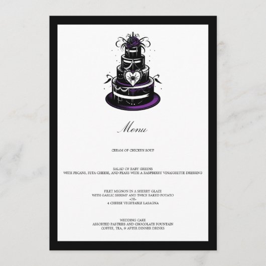 Spider Cake Menükarte (Vorderseite)