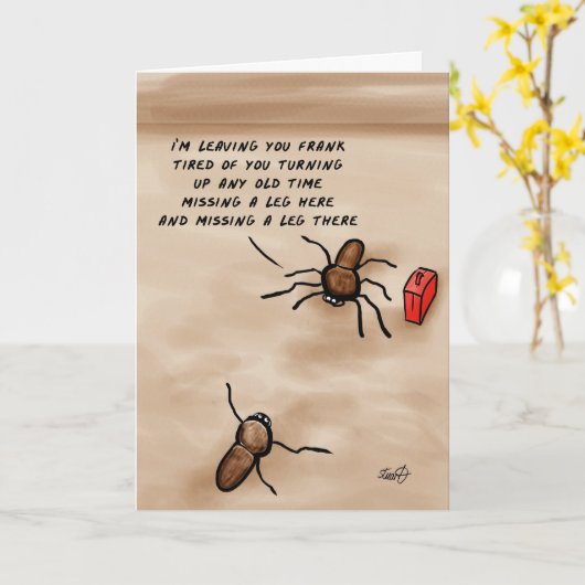 Spider Cartoon - Ich verlass dir Frank! Karte (Gelbe Blume)