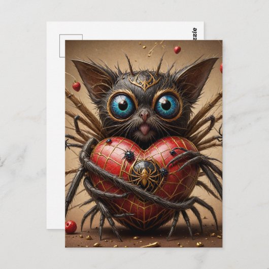 Spider Cat Fantasy Postkarte (Vorne/Hinten)