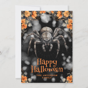 Spider Cobweb floral Happy Halloween Card Feiertagskarte