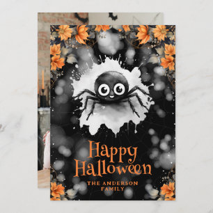 Spider Cobweb Foto Happy Halloween Card Feiertagskarte