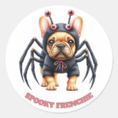 Spider Costume Frenchie Pup Halloween  Runder Aufkleber (Vorderseite)