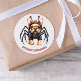 Spider Costume Frenchie Pup Halloween  Runder Aufkleber