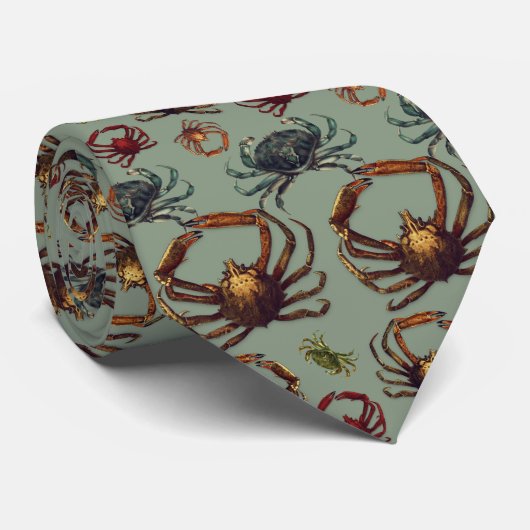 Spider Crabs Pattern Army Green Krawatte (Gerollt)