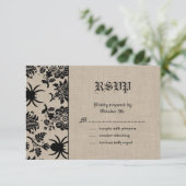 Spider Damask auf Burlap-UAWG RSVP Karte (Stehend Vorderseite)