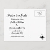 Spider Damask auf grauem Linen Save the Date Ankündigungspostkarte (Rückseite)