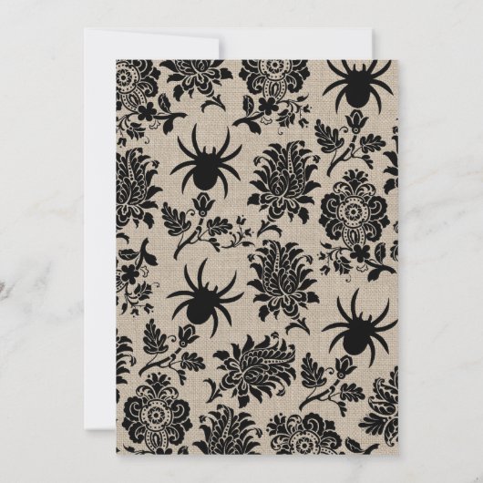Spider Damask on Burlap Wedding Einladung (Rückseite)