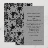 Spider Damask on Gray Linen Wedding Einladung (Vorne/Hinten)