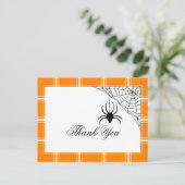 Spider Danke Halloween Orange Postkarte (Stehend Vorderseite)