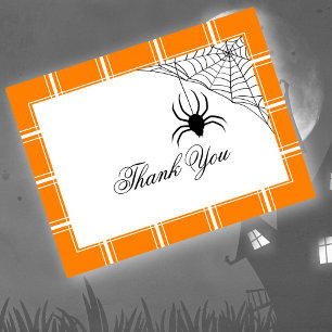 Spider Danke Halloween Orange Postkarte