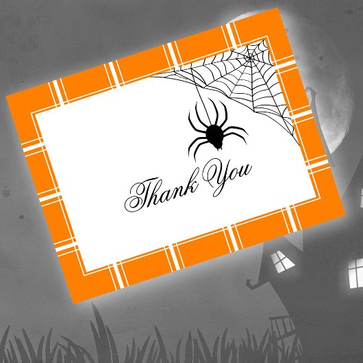 Spider Danke Halloween Orange Postkarte