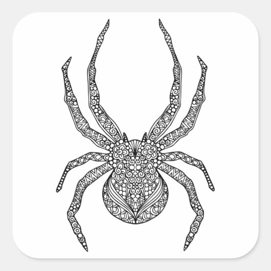 Spider Doodle Quadratischer Aufkleber (Vorderseite)