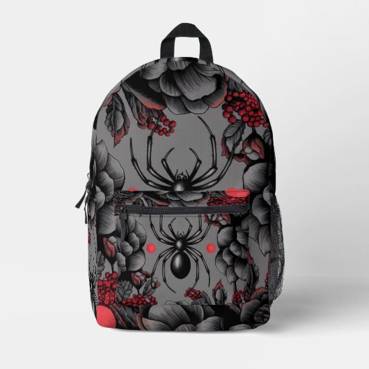 Spider Floral Design Gotischer Stil Bedruckter Rucksack (Vorderseite)