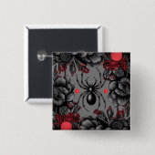 Spider Floral Design Gotischer Stil Button (Vorne & Hinten)