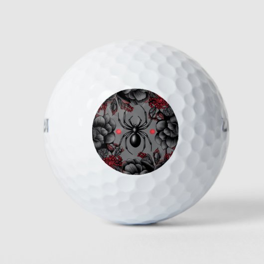 Spider Floral Design Gotischer Stil Golfball (Vorderseite)