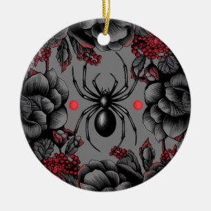 Spider Floral Design Gotischer Stil Keramik Ornament