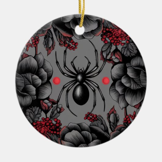 Spider Floral Design Gotischer Stil Keramik Ornament (Vorne)