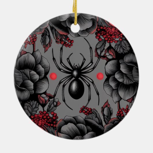 Spider Floral Design Gotischer Stil Keramik Ornament (Hinten)