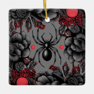 Spider Floral Design Gotischer Stil Keramikornament