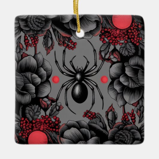 Spider Floral Design Gotischer Stil Keramikornament (Vorderseite)