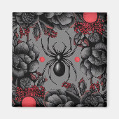 Spider Floral Design Gotischer Stil Magnet (Vorne)