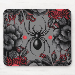 Spider Floral Design Gotischer Stil Mousepad