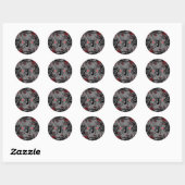 Spider Floral Design Gotischer Stil Runder Aufkleber (Blatt)