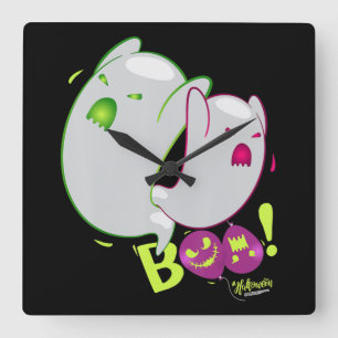 Spider Gift Boo Ghost Bats Spider Creepy Halloween Quadratische Wanduhr