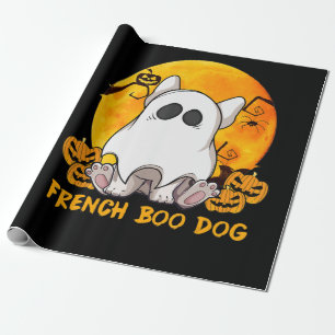 Spider Gift French Boo Bulldog mit Kürbisspinne Geschenkpapier