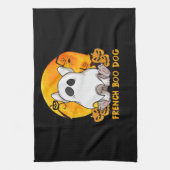 Spider Gift|French Boo Bulldog mit Kürbisspinne Geschirrtuch (Vertikal)