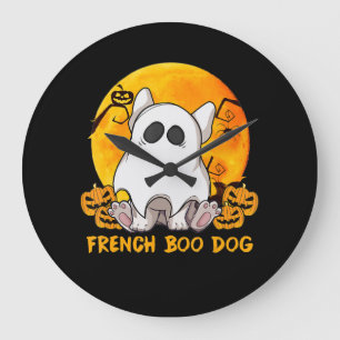 Spider Gift French Boo Bulldog mit Kürbisspinne Große Wanduhr